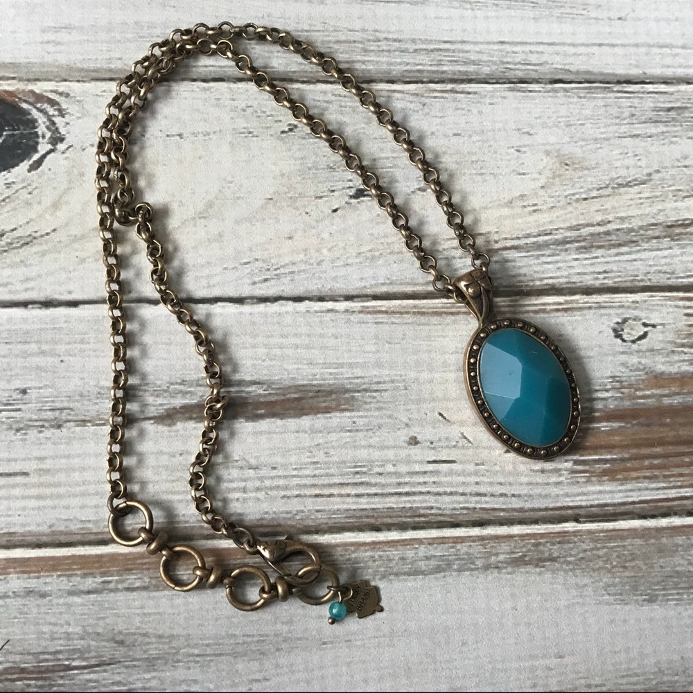Double sided turquoise lucky brand necklace